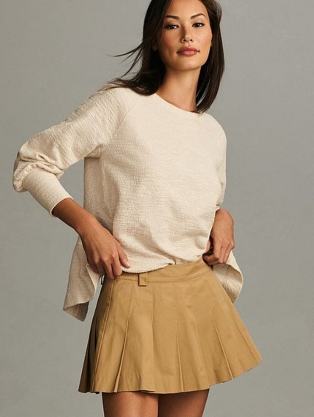 NWT Anthropologie "Back-Bow Sweatshirt" Ivory Cream | Women's Size XSP - Picture 2 of 13